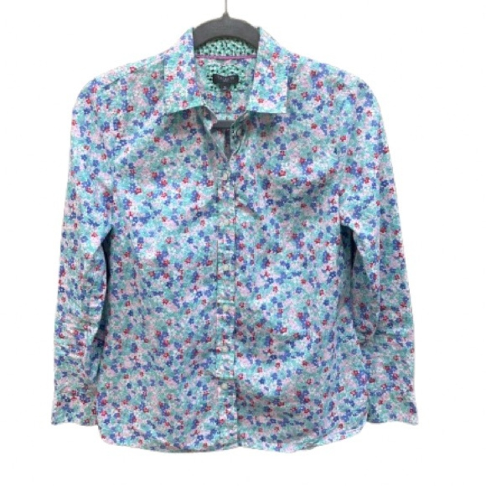 TALBOTS PETITE. Floral‎  Shirt - Blue and Pink